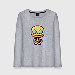 Лонгслив хлопковый женский Маленький скелет, цвет: меланж