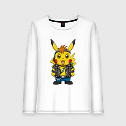 Женский лонгслив Пикачу в рок стиле