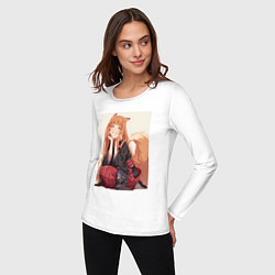 Лонгслив хлопковый женский Волчица и пряности Холо торговец, цвет: белый — фото 2