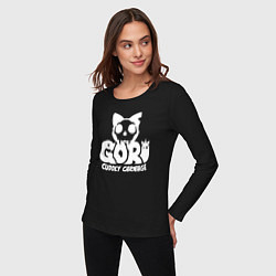 Лонгслив хлопковый женский Goro cuddly carnage logo, цвет: черный — фото 2