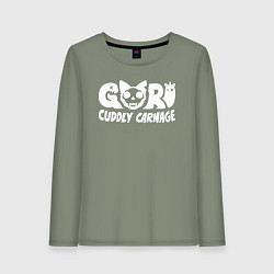 Лонгслив хлопковый женский Goro cuddly carnage logotype, цвет: авокадо