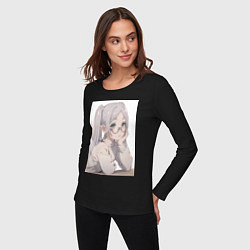 Лонгслив хлопковый женский Провожающая в последний путь Фрирен, цвет: черный — фото 2