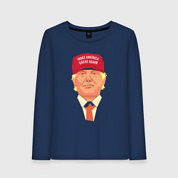 Лонгслив хлопковый женский Trump - America, цвет: тёмно-синий