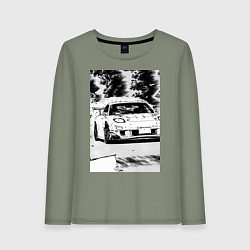 Лонгслив хлопковый женский Mazda rx-7 автомобиль гоночный, цвет: авокадо