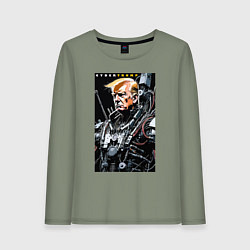 Лонгслив хлопковый женский Cyber Trump - ai art fantasy, цвет: авокадо