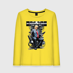 Лонгслив хлопковый женский Trump with two pistols - cyberpunk, цвет: желтый