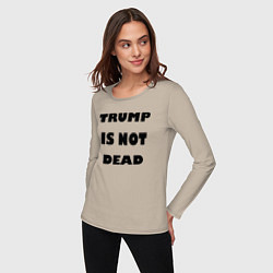 Лонгслив хлопковый женский Trump is not dead - motto, цвет: миндальный — фото 2
