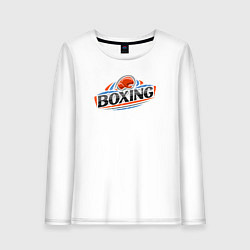 Лонгслив хлопковый женский Boxing team, цвет: белый