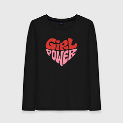 Лонгслив хлопковый женский Girl Power, цвет: черный