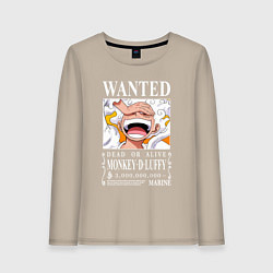 Лонгслив хлопковый женский Monkey D Luffy - wanted, цвет: миндальный