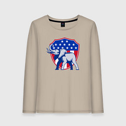 Лонгслив хлопковый женский Слон США, цвет: миндальный