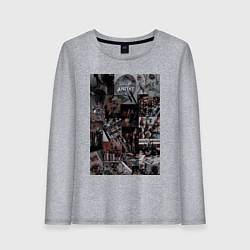 Лонгслив хлопковый женский Художник коллаж, цвет: меланж