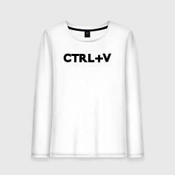 Лонгслив хлопковый женский Иностранная надпись cntrl v, цвет: белый
