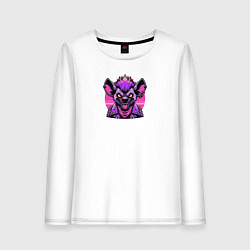 Лонгслив хлопковый женский Гиена с ирокезом панка, цвет: белый