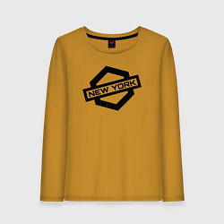 Лонгслив хлопковый женский США - Нью-Йорк, цвет: горчичный