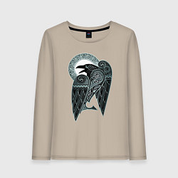 Женский лонгслив Кельтский ворон - скандинавский орнамент тату