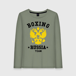 Лонгслив хлопковый женский Boxing Russia Team, цвет: авокадо