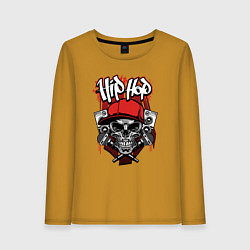 Лонгслив хлопковый женский Hip-hop skeletor, цвет: горчичный