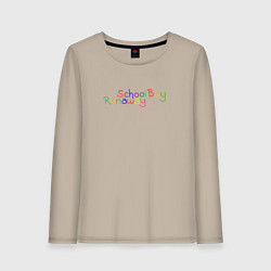 Лонгслив хлопковый женский Schoolboy Runaway - logo, цвет: миндальный