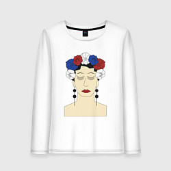 Женский лонгслив Женский портрет: девушка в венке триколор