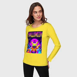 Лонгслив хлопковый женский Pikachu - halloween vaporwave, цвет: желтый — фото 2