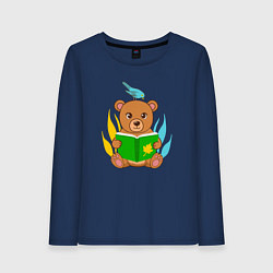 Женский лонгслив Медведь с книжкой