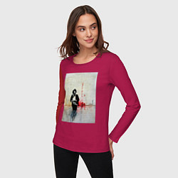 Лонгслив хлопковый женский Leatherface, цвет: маджента — фото 2