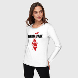 Лонгслив хлопковый женский Linkin park rock, цвет: белый — фото 2