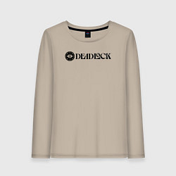 Лонгслив хлопковый женский Deadlock white logo, цвет: миндальный