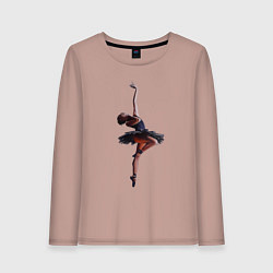Лонгслив хлопковый женский Балерина в прыжке - Арабеск, цвет: пыльно-розовый