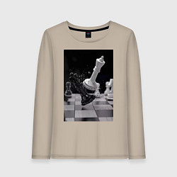 Лонгслив хлопковый женский Шахматы эстетика, цвет: миндальный