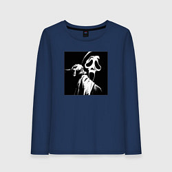 Лонгслив хлопковый женский Крик с ножом, цвет: тёмно-синий