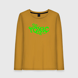Лонгслив хлопковый женский Toxic text, цвет: горчичный