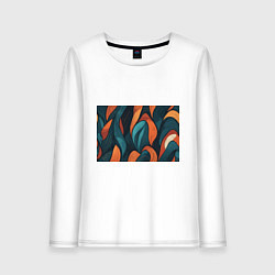 Лонгслив хлопковый женский Темные и теплые контрасты, цвет: белый