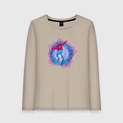 Лонгслив хлопковый женский Парень на скейте, цвет: миндальный