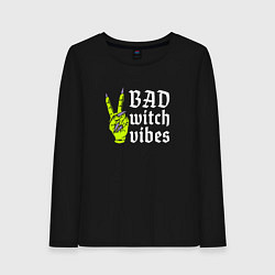 Лонгслив хлопковый женский Bad witch vibes, цвет: черный