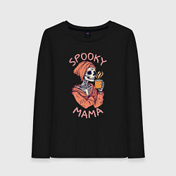 Лонгслив хлопковый женский Spooky mama, цвет: черный