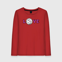 Лонгслив хлопковый женский Love volley, цвет: красный