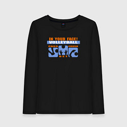 Лонгслив хлопковый женский Volleyball in your face, цвет: черный