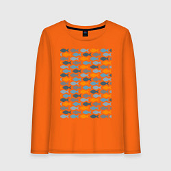 Лонгслив хлопковый женский Стая рыб, цвет: оранжевый
