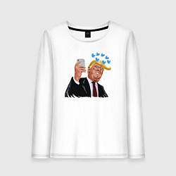 Лонгслив хлопковый женский Твиттер Трампа, цвет: белый
