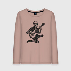 Женский лонгслив Скелетик музыкант