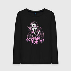 Лонгслив хлопковый женский Ghostface scream for me, цвет: черный