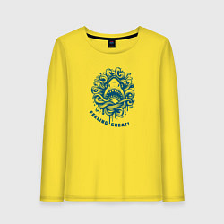 Женский лонгслив Акула показалась в волнах