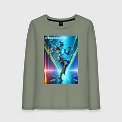 Лонгслив хлопковый женский Cool cyber dancer - neon glow, цвет: авокадо