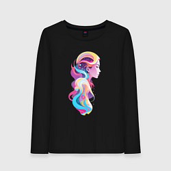 Женский лонгслив Радужный профиль девушки