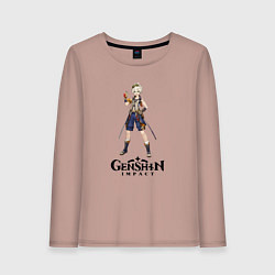 Лонгслив хлопковый женский Bennett genshin impact love, цвет: пыльно-розовый