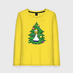 Лонгслив хлопковый женский Гомер - Новый год, цвет: желтый