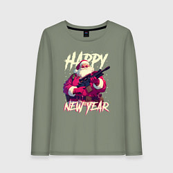 Женский лонгслив Happy New Year Santa Claus with weapon