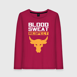 Лонгслив хлопковый женский Blood sweet respect logo, цвет: маджента